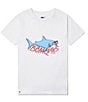 Color:White - Image 1 - Boardies® Little/Big Boys 3-14 Short Sleeve Sharks T-Shirt