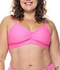 Body Glove Plus Size Smoothies Drew Front Ruching Triangle Swim Top - Image 1