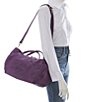 Color:Purple - Image 4 - Flora Leather Satchel Bag