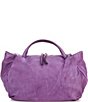 Color:Purple - Image 1 - Flora Leather Satchel Bag