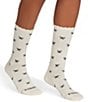 Bombas Merino Blend All Over Bow Scallop Edge Calf Socks, Color:Ivory - Image 3