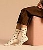 Bombas Merino Blend All Over Bow Scallop Edge Calf Socks, Color:Ivory - Image 5