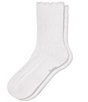 Bombas Solid Tuck Stitch Motif Scallop Edge Half Calf Socks - Image 1