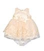 Color:Ivory - Image 1 - Baby Girl Newborn-24 Months Sleeveless Embroidered Mesh Ribbon Dress