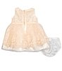 Color:Ivory - Image 2 - Baby Girl Newborn-24 Months Sleeveless Embroidered Mesh Ribbon Dress