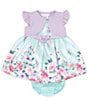 Color:Lavender - Image 1 - Baby Girls Newborn-24 Months Short Sleeve Pure Cardigan & Floral Dress Set