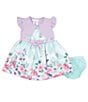 Color:Lavender - Image 3 - Baby Girls Newborn-24 Months Short Sleeve Pure Cardigan & Floral Dress Set
