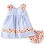 Color:Blue - Image 2 - Baby Girls Newborn -24 Months Stripe/Floral Print Flutter Sleeve Bow Front Dress