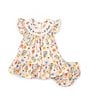 Color:Ivory - Image 3 - Baby Girls Newborn-24 Month Reglan Sleeved Botanical Print Dress