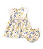 Color:Yellow - Image 2 - Baby Girls Newborn-24 Month Sleeveless Smock Bee Print Dress