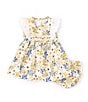 Color:Yellow - Image 3 - Baby Girls Newborn-24 Month Sleeveless Smock Bee Print Dress
