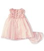 Color:Pink - Image 2 - Baby Girls Newborn-24 Months Cap Sleeve Floral-Embroidered/Mesh-Skirted Fit-And-Flare Dress