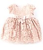 Color:Taupe - Image 1 - Baby Girls Newborn-24 Months Cap Sleeve Lace Ballerina with Flounced Skirt Dress
