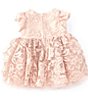 Color:Taupe - Image 2 - Baby Girls Newborn-24 Months Cap Sleeve Lace Ballerina with Flounced Skirt Dress