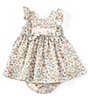 Color:Floral - Image 1 - Baby Girls Newborn-24 Months Ditsy-Floral-Printed Poplin Empire-Waist Dress
