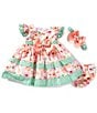 Bonnie Jean Baby Girls Newborn-24 Months Flutter-Sleeve Floral/Gingham-Checked Fit-And-Flare Dress