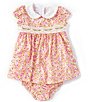 Color:Pink - Image 1 - Baby Girls Newborn-24 Months Puff-Sleeve Ditsy-Floral-Printed Empire-Waist Dress