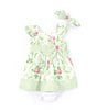Color:Green - Image 1 - Baby Girls Newborn-24 Months Ruffle Sleeved Poplin Dress with Coordinating Headband