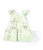 Color:Green - Image 2 - Baby Girls Newborn-24 Months Ruffle Sleeved Poplin Dress with Coordinating Headband
