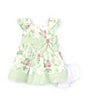 Color:Green - Image 3 - Baby Girls Newborn-24 Months Ruffle Sleeved Poplin Dress with Coordinating Headband
