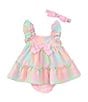 Color:Multi - Image 1 - Baby Girls Newborn-24 Months Ruffle Sleeveless Plaid Dress And Coordinating Headband