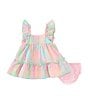 Color:Multi - Image 2 - Baby Girls Newborn-24 Months Ruffle Sleeveless Plaid Dress And Coordinating Headband