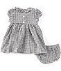 Color:Black/White - Image 2 - Baby Girls Newborn-24 Months Short-Sleeve Checked Seersucker Fit-And-Flare Dress
