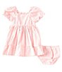Color:Pink - Image 2 - Baby Girls Newborn-24 Months Short-Sleeve Gingham-Printed Smocked Dress