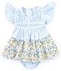 Color:Blue - Image 1 - Baby Girls Newborn-24 Months Short Sleeve Tiered Stripe Floral Dress