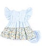 Color:Blue - Image 3 - Baby Girls Newborn-24 Months Short Sleeve Tiered Stripe Floral Dress