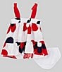 Color:Red - Image 2 - Baby Girls Newborn-24 Months Sleeveless Americana Oversized Floral Printed Dress