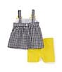 Color:Blue/Yellow - Image 2 - Baby Girls Newborn-24 Months Sleeveless Daisy-Appliqued Checked Dress & Solid Biker Shorts Set