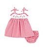 Color:Fuchsia - Image 1 - Baby Girls Newborn-24 Months Sleeveless Flamingo-Embroidered/Checked Fit-And-Flare Dress