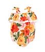 Color:Orange - Image 2 - Baby Girls Newborn-24 Months Sleeveless Floral Printed Bubble