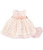 Color:Ivory - Image 1 - Baby Girls Newborn-24 Months Sleeveless Lace Overlay Fit & Flare Dress