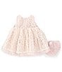 Color:Ivory - Image 2 - Baby Girls Newborn-24 Months Sleeveless Lace Overlay Fit & Flare Dress