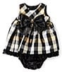 Color:Gold - Image 1 - Baby Girls Newborn-24 Months Sleeveless Plaid Taffeta Fit-And-Flare Dress