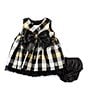 Color:Gold - Image 2 - Baby Girls Newborn-24 Months Sleeveless Plaid Taffeta Fit-And-Flare Dress