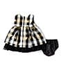 Color:Gold - Image 3 - Baby Girls Newborn-24 Months Sleeveless Plaid Taffeta Fit-And-Flare Dress