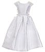 Color:White - Image 1 - Big Girls 7-16 Beaded Short Sleeve Sparkle Waist Trim Dress