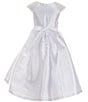 Color:White - Image 2 - Big Girls 7-16 Beaded Short Sleeve Sparkle Waist Trim Dress