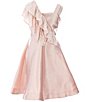 Color:Blush - Image 2 - Big Girls 7-16 Cascading-Ruffle-Detail Horsehair-Hem Fit-And-Flare Dress