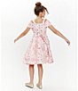 Color:Blush - Image 4 - Big Girls 7-16 Cold-Shoulder Floral Shantung Fit-And-Flare Dress