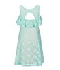 Color:Mint - Image 2 - Big Girls 7-16 Cold-Shoulder Ruffle-Trim Lace Sheath Dress