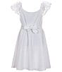 Color:White - Image 2 - Big Girls 7-16 Embroidered Sleeve Textured-Knit Fit & Flare Dress