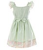 Color:Green - Image 3 - Big Girls 7-16 Flutter-Sleeve Mixed-Print Fit-And-Flare Seersucker Dress