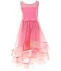 Color:Pink - Image 1 - Big Girls 7-16 Illusion-Neckline High-Low-Hem-Skirted Ballgown