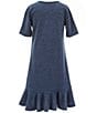 Color:Blue - Image 4 - Big Girls 7-16 Long Sleeve Patterned Jacket & Short-Sleeve Solid A-Line Dress Set