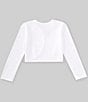 Color:White - Image 2 - Big Girls 7-16 Long Sleeve Rosette-Appliqued Cardigan