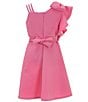 Color:Pink - Image 2 - Big Girls 7-16 One-Shoulder Bow-Accented Fit & Flare Dress